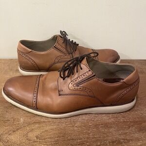 G.H. Bass Wilson Men's Leather Cap Toe Oxford Dress Shoes Lace Up Brown Size‎ 13